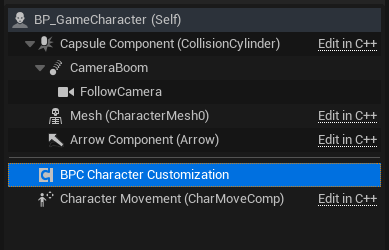 Added Character Customization Component